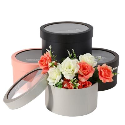 Flower Tube Box Συσκευασία Στρογγυλό επάνω παράθυρο Κύλινδρος Κομψό κουτί δώρου