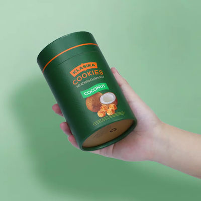 Φιλικό προς το περιβάλλον Στρογγυλό δοχείο σκόνης από χαρτόνι Χάρτινο σωλήνα για μπισκότα κόκκων καφέ με μεταλλικό καπάκι