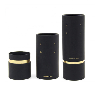 Black Cardboard Perfume Tube Συσκευασία Bronzing στρογγυλό δοχείο για μπουκάλια καλλυντικών